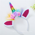 Amazon Top Sell Wholesale Mignon Design Unicorn Horn Bandband avec une fleur artificielle